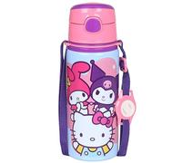 sarcia.eu Hello Kitty BOUTEILLE THERMALE en aluminium, embout buccal, BOUTEILLE D'EAU avec bandoulière, pour filles 600ml