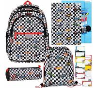 sarcia.eu Hot Wheels KIT rentrée scolaire GARÇON: sac à dos rigide, trousse ronde, sac à chaussures, 2 chemises à élastique, autocollants (Hot Wheels I)