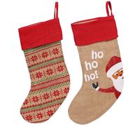 sarcia.eu Jute, Chaussette pour Cadeaux, Chaussette de Noël décorative pour cheminée, Grande 48 cm - Set 2 pièces (A)