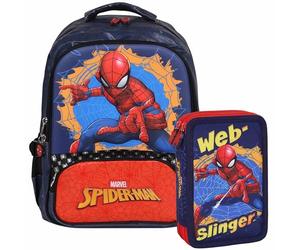 sarcia.eu Marvel Spider Man Ensemble Scolaire pour garçon: Sac À Dos renforcé + Trousse à Crayons avec Fournitures Scolaires, Set Scolaire (Spider-Man)