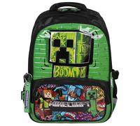 sarcia.eu Minecraft Creeper Sac à dos scolaire garçons, vert-noir, réflecteurs, DEUX COMPARTIMENTS, poche ORDINATEUR PORTABLE 40x31x13 cm (Minecraft Creeper)