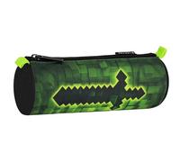 sarcia.eu Pixel Trousse Scolaire pour garçons, Rond, Pochette pour Fournitures Scolaires pour Joueur, Gamer, Noir-Vert 22x8x8 cm (Pixel Rond)