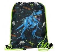 sarcia.eu Sac à chaussures noir, éducation physique, sac à dos dinosaure pour garçon 32x38 cm Sac à dos, pour la maternelle, la natation, le sport, cadeau pour les enfants (T-REX)