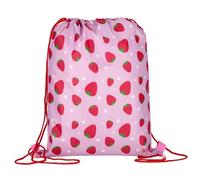sarcia.eu Sac à chaussures rose, sac à bandoulière scolaire en fraises pour éducation physique 32x38 cm Sac à dos, pour la maternelle, la natation, le sport, cadeau pour les enfants (Fraise)