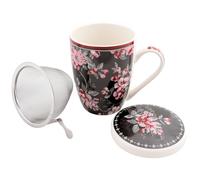 sarcia.eu Set à thé : Tasse en porcelaine avec infuseur et couvercle pour herbes - emballé dans une boîte cadeau 340 ml (A)