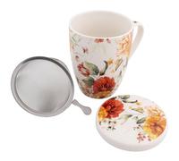 sarcia.eu Set à thé : Tasse en porcelaine avec infuseur et couvercle pour herbes - emballé dans une boîte cadeau 340 ml (I)