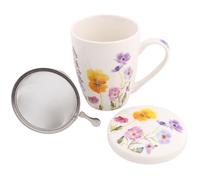 sarcia.eu Set à thé : Tasse en porcelaine avec infuseur et couvercle pour herbes - emballé dans une boîte cadeau 340 ml (F)
