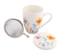 sarcia.eu Set à thé : Tasse en porcelaine avec infuseur et couvercle pour herbes - emballé dans une boîte cadeau 340 ml (G)
