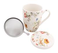 sarcia.eu Set à thé : Tasse en porcelaine avec infuseur et couvercle pour herbes - emballé dans une boîte cadeau 340 ml (J)