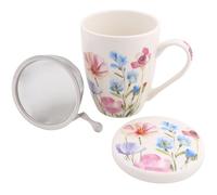 sarcia.eu Set à thé : Tasse en porcelaine avec infuseur et couvercle pour herbes - emballé dans une boîte cadeau 340 ml (H)
