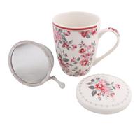 sarcia.eu Set à thé : Tasse en porcelaine avec infuseur et couvercle pour herbes - emballé dans une boîte cadeau 340 ml (B)