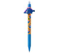 sarcia.eu Stylos effaçables Dinosaure, stylo à bille automatique avec gomme, encre bleue, effaçable, scolaire 0,7 mm, 1 stylo
