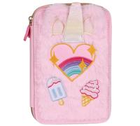 sarcia.eu Sweet Dreams Trousse en Peluche à Deux Compartiments avec Accessoires pour Fille, Trousse d'école dépliante - 33 éléments, 2 Fermetures éclair (Rose 2-Compartiments)