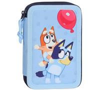 sarcia.eu Trousse à Crayons à Deux Compartiments avec Accessoires pour Enfants, pour l'école - 22 pièces, 2 Fermetures à glissière (Bluey)