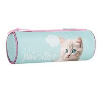 sarcia.eu Trousse à Crayons pour écolière, Ronde, en Forme de Tube, Pochette pour Accessoires, en Chats, Bleu 22x8x8cm (Chat Ronde)