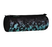 sarcia.eu Trousse cylindrique Noire à Motif panthère, à Fermeture éclair, 22x8x8cm