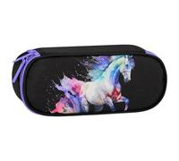 sarcia.eu Trousse d'écolier à Compartiments, Sachet pour Fille, Cheval, Noir 5x22x10cm (Cheval Compartiments)