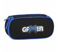 sarcia.eu Trousse d'écolier Gaming, Pochette Gamer pour garçon, gamingpad, Noir-Bleu 5x22x10cm (Gamer Compartiments)