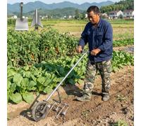 Sarcloir à Roue Robuste 3-en-1, charrue Manuelle en métal | Outil de jardinage pour ameublir le sol avec long manche et roue unique ; idéal pour ameublir la terre et creuser des sillons