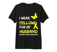 Sarcoma Cancer Ribbon I Wear Yellow for My Husband T-Shirt Haut de Gamme