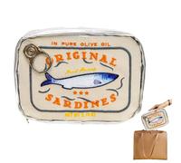Sardine Can Design Cosmetics Bag, Funny Toiletry Organizer Pouch for Travel Skincare Eye Shadow Shampoo, Aesthetic Storage Case for Bathroom Purse Luggage, 6.1x4.33x1.77 inches