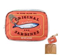 Sardine Can Design Cosmetics Bag, Funny Toiletry Organizer Pouch for Travel Skincare Eye Shadow Shampoo, Aesthetic Storage Case for Bathroom Purse Luggage, 6.1x4.33x1.77 inches
