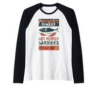 Sardine Retro, Piment Fort, étiquette en étain rétro, Portugal Manche Raglan