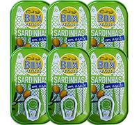 Sardines Bom Petisco à l'huile d'olive 6x120 g | qualité premium du Portugal | riche en Oméga-3x