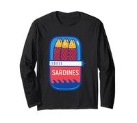 Sardines dans une boîte - Motif poisson plein d'esprit Manche Longue
