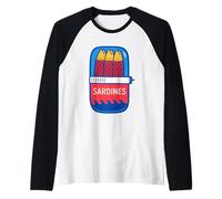 Sardines dans une boîte - Motif poisson plein d'esprit Manche Raglan