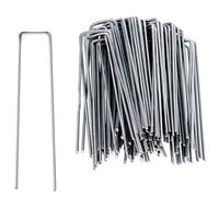 Sardines De Fixation Piquets de Jardin, agrafes de Paysage galvanisées, Gazon de Type U for Gazon Artificiel(2cmx15cm Silver,50pcs)