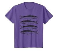 Sardines en Conserve - Cadeau Vintage - Poisson de Sardine T-Shirt, Enfant, Violet Chiné, 4 Ans