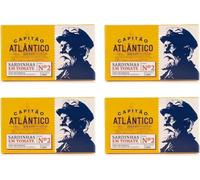 Sardines en sauce tomate - Lot de 4 x 120g - Conserves de poisson portugaises - Sardines entières dans une sauce tomate riche - Conserves traditionnelles de fruits de mer prêtes à consommer