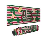 Sardines Grand tapis de souris rétro ludique, citron et coriandre en caoutchouc antidérapant Vert été Grand clavier Accessoires de bureau pour ordinateur portable 40,6 x 91,4 cm