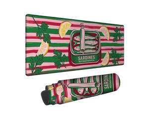 Sardines Grand tapis de souris rétro ludique, citron et coriandre en caoutchouc antidérapant Vert été Grand clavier Accessoires de bureau pour ordinateur portable 40,6 x 91,4 cm