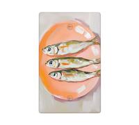 Sardines On A Orange Plate Single Toggle Blank Wall Plate Light Switch Cover Decorative 1 Gang for Kitchen Room Bathroom Size 11.4x7cm