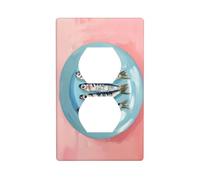 Sardines On an Blue Plate Outlet Cover Light Switch Cover Decorative 1 Gang Wall Plate for Kitchen Room Bathroom Size 7x11.4cm