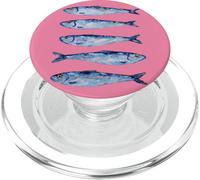 Sardines rétro, Poisson, Preppy, Plage d'été, sur Fond Rose PopSockets PopGrip pour MagSafe