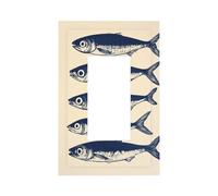 Sardines, Side by Side, On A Cream Light Switch Wall Plate Faceplate Cover Single Rocker 1 Gang Decorator Outlet Receptacle Covers for Home Kitchen Room Bathroom Decor