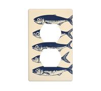 Sardines, Side by Side, On A Cream Outlet Cover Light Switch Cover Decorative 1 Gang Wall Plate for Kitchen Room Bathroom Size 7x11.4cm