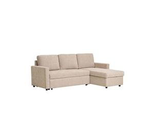 SAREK - Canapé Convertible Méridienne-coffre Réversible en Tissu Beige - HOUSE_NORDIC