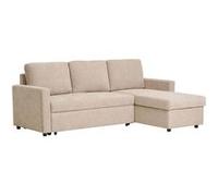 AltoBuy Sarek - Canapé Convertible Méridienne-Coffre Réversible en Tissu Beige