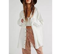 SARGE Décontracté Ample 100% Coton Gaze Femme Chemises Vintage col Rabattu à Manches Longues Chemise boutonnée rétro Streetwear Haut
