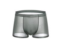 Sarge Été Glace Soie Hommes sous-vêtements sans Couture Transparent Boxer Shorts Ultra Mince Transparent Respirant Confortable Culotte caleçon, Gris, L