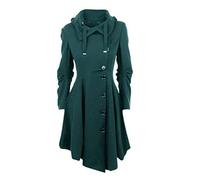 Sarge Femmes Manteau Laine Hiver Noir Vintage Gothique Mince élégant Pardessus décontracté à Lacets Long rétro Bouton Femme Trench Manteaux XXL