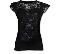 SARGE Grande Taille Goth Graphique Dentelle t-Shirts pour Femmes Gothique vêtements Noir Grunge Punk t-Shirts Dames ࠠ Manches Courtes Hauts été t-Shirt