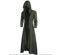 SARGE Hommes Manteau Longue Veste Gothique Steampunk Cape à Capuche Trench médiéval Vampire/Sorcier Cosplay Costume Halloween Adulte Femmes Hommes