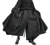 SARGE Hommes Ruban Noir foncé Pantalon à Jambes Larges Hommes Femmes Japon Punk Gothique Harem Pantalon Kimono Jupe Pantalon