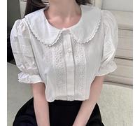 SARGE Kawaii Dentelle Patchwork Blanc Blouse Femmes Lolita Mignon Chemise 2022 été Japonais Doux Tout Match Camisas
