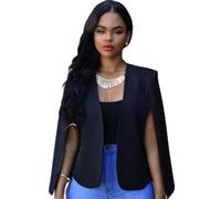 SARGE Noir Blanc Fendu Femmes Blazer à Manches Longues Revers Cape Blazer Manteau décontracté Fendu Poncho OL Veste Manteau Manteau Femmes Blazer Costume